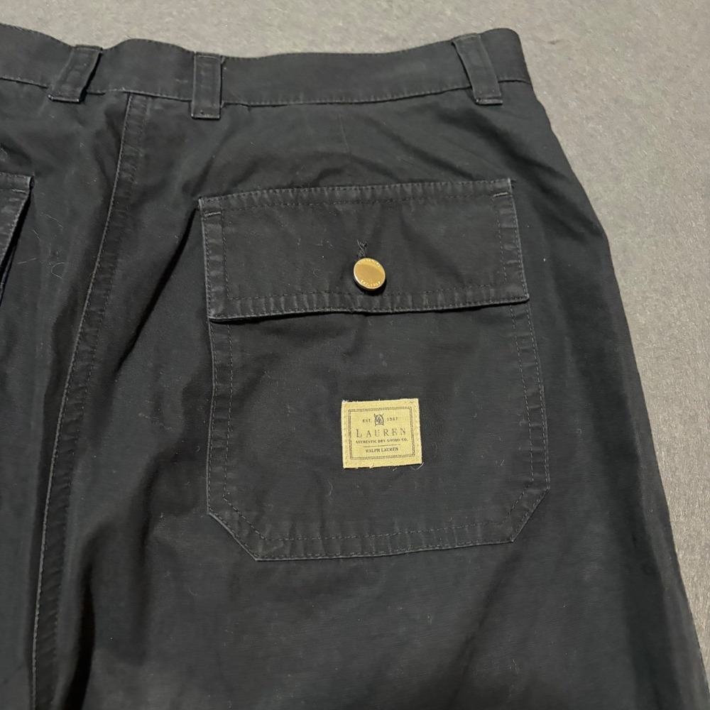 Lauren Ralph Lauren Wide Leg Crop Pants Womens 10 Black Prep Cotton Relaxed Core - Picture 7 of 8